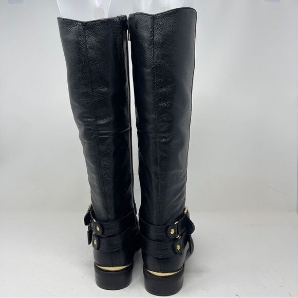 Steve Madden Avilla Black Riding Boots Leather Double Buckle Zipper Women's 5.5 - Picture 6 of 12